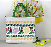  - veľká letná taška s kvetmi a žlto-zelenou bordúrou - 15411512_