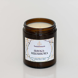 Sviečky - AKCIA - Sviečka zo sójového vosku v hnedom skle - Slivka & Rebarbora - 15415635_