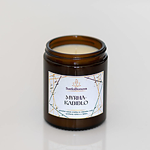 Svietidlá a sviečky - Sviečka zo sójového vosku v hnedom skle - Myrha & Kadidlo - 15415648_