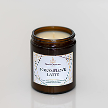 Svietidlá a sviečky - Sviečka zo sójového vosku v hnedom skle - Karamelové Latte - 15417442_
