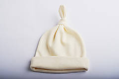 Detské čiapky - Merino čiapočka s uzlíkom - prírodná biela - 15415457_