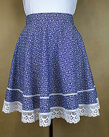 Sukne - Dámska folklórna kruhová sukňa modrá - vzorovaná - 15416353_