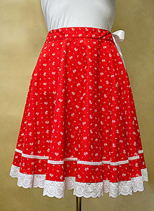 Sukne - Dámska kruhová červená sukňa - kvetovaná - 15417046_