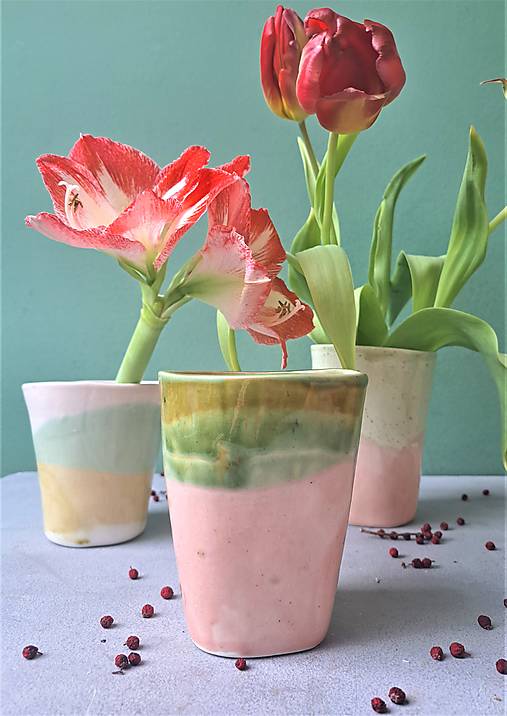 Pohár šálka kvetináč XL váza dvojfarebná