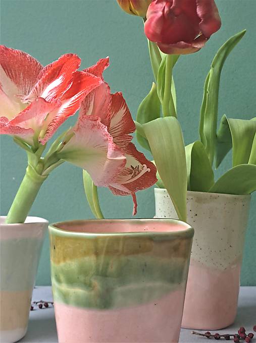 Pohár šálka kvetináč XL váza dvojfarebná