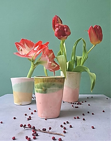 Nádoby - Pohár šálka kvetináč XL váza dvojfarebná - 15416550_