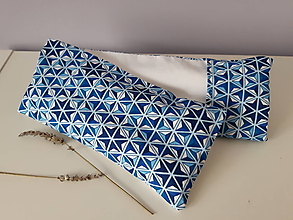 Úžitkový textil - Nahřívací polštář/had - krčánek modrá geometrie - 15415045_