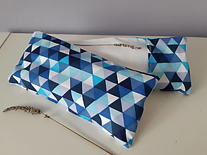 Úžitkový textil - Nahřívací polštář/had - krčánek modré trojúhelníčky - 15415050_