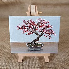 Obrazy - Červený bonsaj (mini plátno) - 15416118_