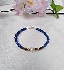 Náramky - Náramok perla, jadeit modrý a hematit - 15416677_