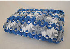 Detský textil - Pletená deka Puffy modro-šedá - 15418128_