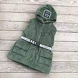 Detské oblečenie - Detská teddy vesta s opaskom - khaki green - 15418832_