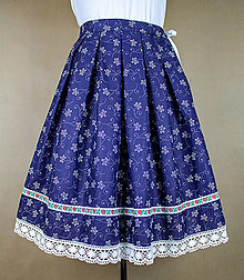 Sukne - Dámska skladaná modrá sukňa vzorová s kvetom - 15419081_