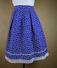 Sukne - Dámska skladaná modrá sukňa – vzor listy - 15419095_