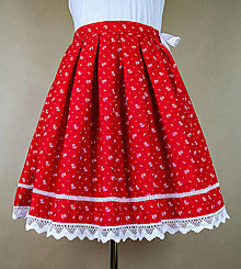 Sukne - Dámska červená skladaná sukňa – vzor kvety - 15419115_