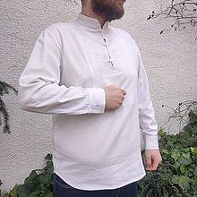 Pánske oblečenie - Pánska folklórna ľanová košeľa (rôzne farby) - 15419947_