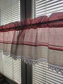 Úžitkový textil - Červeno-biele vidiecke záclonky vzorok 50%  3€ - 15420217_
