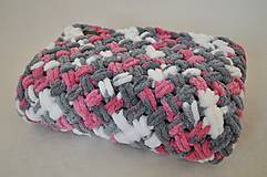 Detský textil - Pletená deka Puffy melírovaná fialová - 15418858_