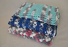 Detský textil - Pletená deka Puffy melírovaná fialová - 15418860_