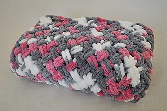 Detský textil - Pletená deka Puffy melírovaná fialová - 15418858_