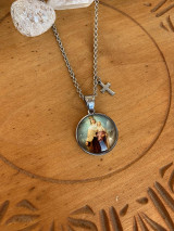 Náhrdelníky - medailón s Pannou Máriou a retiazka- oceľ - 15421153_