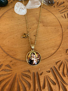 Náhrdelníky - medailón s Pannou Máriou a retiazka- oceľ (Zlatá) - 15421167_