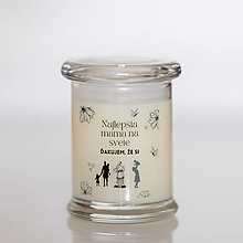 Sviečky - AKCIA - Sviečka s DREVENÝM knôtom zo sójového vosku v skle - Najlepšia mama 1 (Variant B) - 15422954_