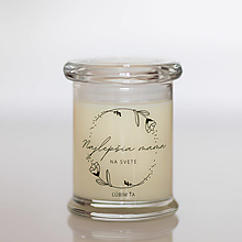 Svietidlá a sviečky - AKCIA - Sviečka s DREVENÝM knôtom zo sójového vosku v skle - Najlepšia mama 2 (Variant B) - 15422972_