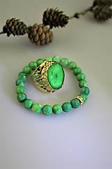 Sady šperkov - achát "smaragdový" náramok - 15424618_