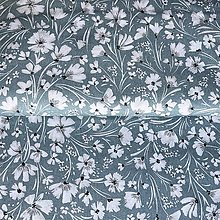 Textil - pastelové kvety, 100 % bavlna EÚ, šírka 140 cm (sivá) - 15421930_