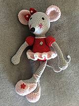 Hračky - červená myška baletka - 15421799_