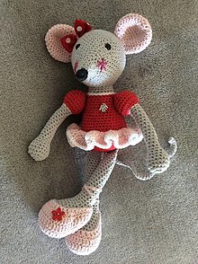 Hračky - červená myška baletka - 15421799_
