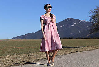 Šaty - Ľanové šaty ružová batika - 15424702_