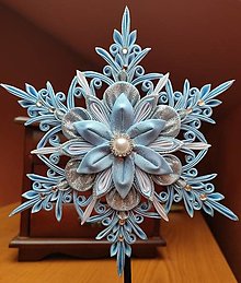 Dekorácie - Špic na vianočný stromček vo forme vločky  (Modrá) - 15421863_