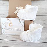 Detské topánky - Budeme mať bábätko/oznámenie tehotenstva - ručne háčkované papučky v darčekovej krabičke - 15424224_