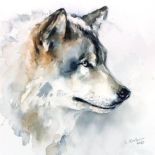 Obrazy - Akvarelový obraz "Vlk" - 15423152_