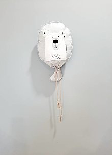 Detské doplnky - Balón na stenu svetlo šedá bavlna macko SIMPLE - 15426211_