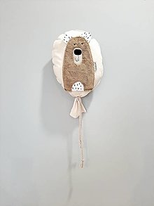 Detské doplnky - Balón na stenu krémovo-béžová bavlna macko hnedý PREMIUM - 15426250_