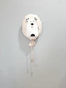 Detské doplnky - Balón na stenu krémovo-béžová bavlna macko biely POLAR - 15426300_