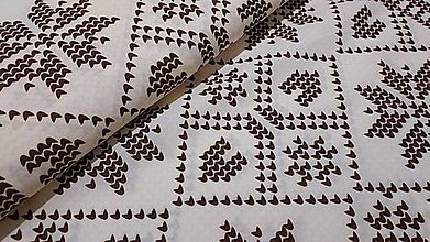 Textil - Látka krížiková výšivka na smotanovom podklade (Čokoládová) - 15427876_