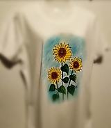 Topy, tričká, tielka - Slnečnice... maľované tričko L - 15425132_