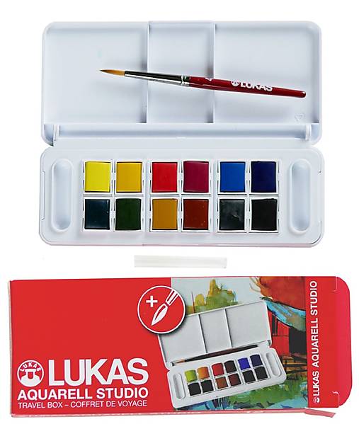 LUKAS, sada akvarelových farieb, 13 ks, plastový box