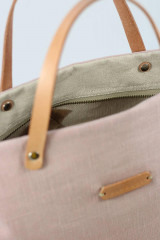 Veľké tašky - Dámska veľká elegantná kabelka, ľanová nepremokavá taška, letná kabelka svetloružovej farby - 15425656_