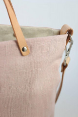 Veľké tašky - Dámska veľká elegantná kabelka, ľanová nepremokavá taška, letná kabelka svetloružovej farby - 15425658_