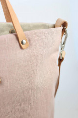 Veľké tašky - Dámska veľká elegantná kabelka, ľanová nepremokavá taška, letná kabelka svetloružovej farby - 15425661_