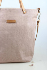 Veľké tašky - Dámska veľká elegantná kabelka, ľanová nepremokavá taška, letná kabelka svetloružovej farby - 15425664_