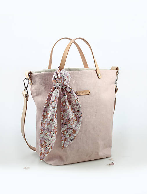 Dámska veľká elegantná kabelka, ľanová nepremokavá taška, letná kabelka svetloružovej farby