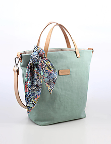 Kabelky - Dámska veľká elegantná kabelka, ľanová nepremokavá taška, letná kabelka mentolovej farby - 15425607_