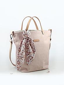 Veľké tašky - Dámska veľká elegantná kabelka, ľanová nepremokavá taška, letná kabelka svetloružovej farby - 15425649_