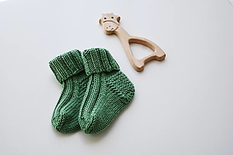 Detské topánky - Ponožky pre bábätko - MERINO (Zelená) - 15427524_